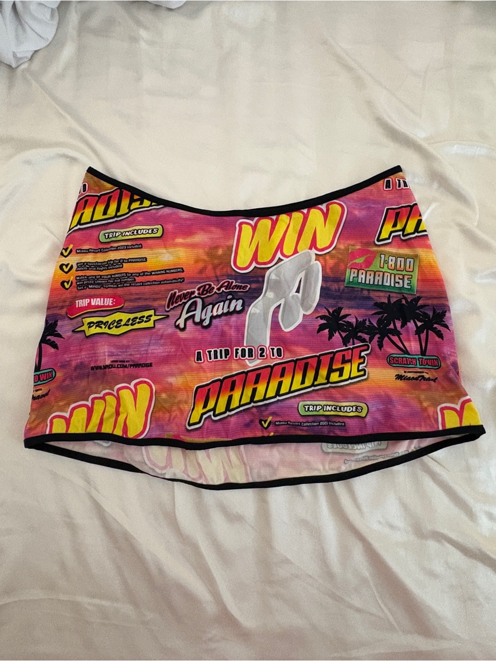 Miaou Pink Yellow Graphic Swim Cover Up Mini Skirt